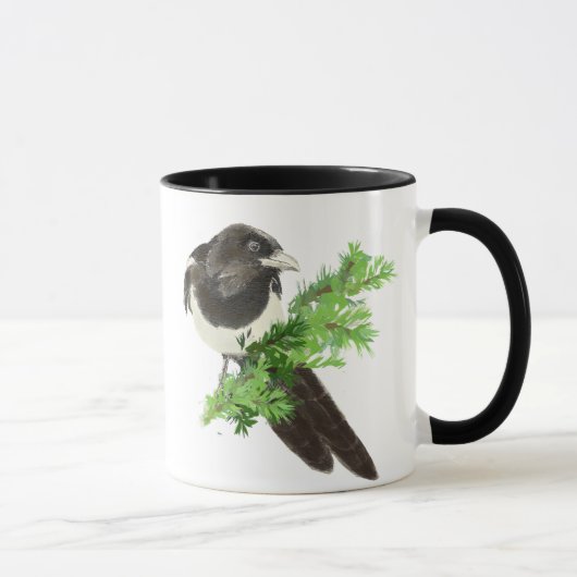 Original Wasserfarbenmagpie-Kiefernzweig Tasse (Rechts)