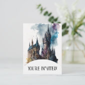 Original Wasserfarbenzug Burg Kunstvoll wandern im Einladungspostkarte (Stehend Vorderseite)