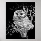 Original Watercolor Baby Owl Bird Art Poster (Vorne)