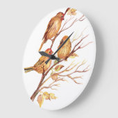 Original Watercolor Birds Große Wanduhr (Winkel)