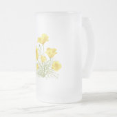 Original Watercolor California Poppy Blume Mattglas Bierglas (VorderseiteRechts)