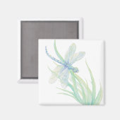 Original Watercolor Dragonfly in Blau und Grün Magnet (Vorderseite/Rückseite)