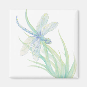 Original Watercolor Dragonfly in Blau und Grün Magnet