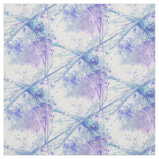 Original Watercolor Dragonfly in Blue Mauve Nature Stoff (Muster)