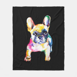 Original Watercolor Hand Französisches Bulldog-Ges Fleecedecke