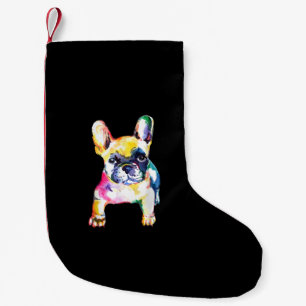 Original Watercolor Hand Französisches Bulldog-Ges Kleiner Weihnachtsstrumpf
