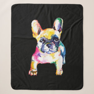 Original Watercolor Hand Französisches Bulldog-Ges Sherpadecke