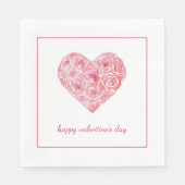 Original Watercolor Heart Custom Valentines Day Serviette (Vorderseite)