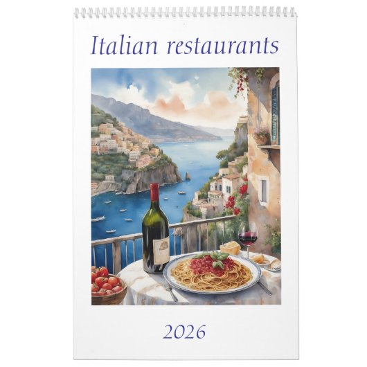 Original Watercolor Italia Restaurant 2026 Kalender (Titelbild)