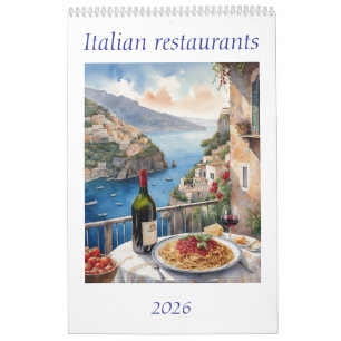Original Watercolor Italia Restaurant 2026 Kalender