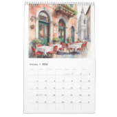 Original Watercolor Italia Restaurant 2026 Kalender (Jan 2026)