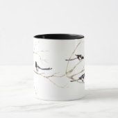Original Watercolor Magpie Family, Bird Tasse (Zentrum)
