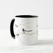 Original Watercolor Magpie Family, Bird Tasse (Vorderseite Links)