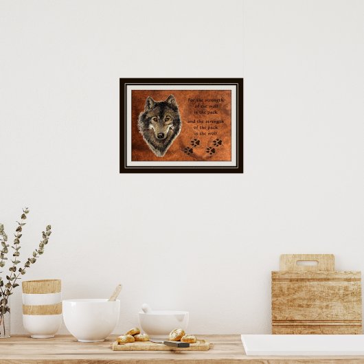 Original Watercolor Wolf & Pack Angebot Poster (Küche)