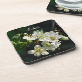 Original White Plum Art Custom Name Coaster Getränkeuntersetzer (Linke Seite)