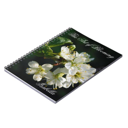 Original White Plum Blossom Art Spiral Notebook Notizblock (Linke Seite)