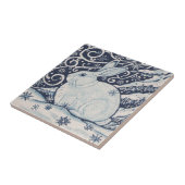 Original Winter Christmas Rabbit Blue & White Fliese (Seite)