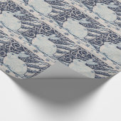 Original Winter Christmas Rabbit Blue & White Geschenkpapier (Ecke)