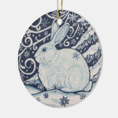 Original Winter Christmas Rabbit Blue & White Keramik Ornament (Links)