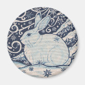 Original Winter Christmas Rabbit Blue & White Magnet (Vorne)