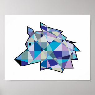 Original Wolf Head Grafikart   Profil Wolf-Gesicht Poster