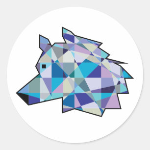Original Wolf Head Grafikart Profil Wolf-Gesicht Runder Aufkleber