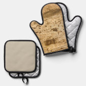Original Wood Grain .Oven Mitts. Ofenhandschuh & Topflappen-Set (Vorderseite/Rückseite)