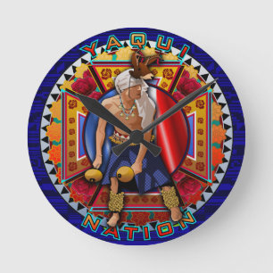 Original Yaqui Nation Deer Dancer Runde Wanduhr