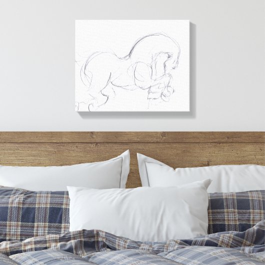 Original Zeichnend 3 Pferdejahr Zodiac Canvas-Druc Leinwanddruck (Insitu (Schlafzimmer))