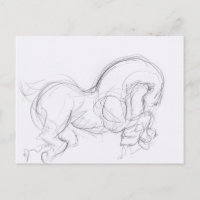 Original Zeichnend 3 Pferdejahr Zodiac Postkarte