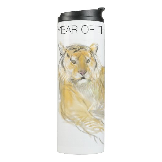 Original Zeichnend Chinesisches Tigerjahr Geburtst Thermosbecher (Nach links gedreht)