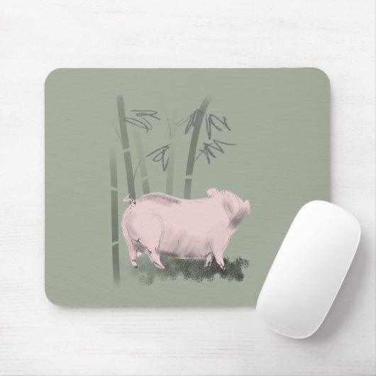 Original Zeichnend Schweine und Bambusmousepad Mousepad (Mit Mouse)