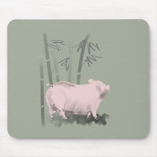 Original Zeichnend Schweine und Bambusmousepad Mousepad (Vorne)