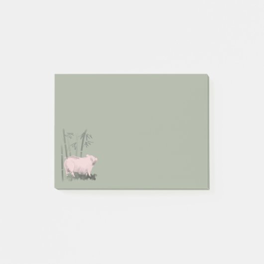 Original Zeichnend Schweinefleisch und Bambus - Na Post-it Klebezettel (Vorderseite)