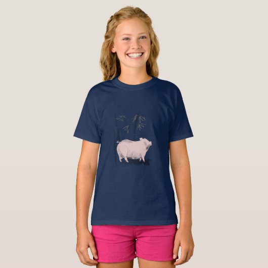 Original Zeichnend Shirt für Schweine und Bambus (Vorne ganz)