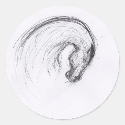 Original Zeichnend Zodiac-Sticker für 2 Pferde Runder Aufkleber (Vorderseite)