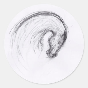 Original Zeichnend Zodiac-Sticker für 2 Pferde Runder Aufkleber