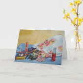 Originalbild der Vintagen Make-up-Tasche Karte (Gelbe Blume)