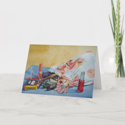 Originalbild der Vintagen Make-up-Tasche Karte (Vorderseite)