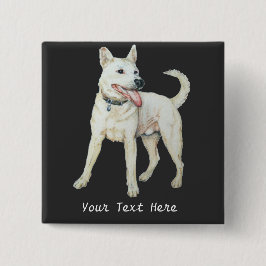 Originalbild des Panting White American Bulldog Button