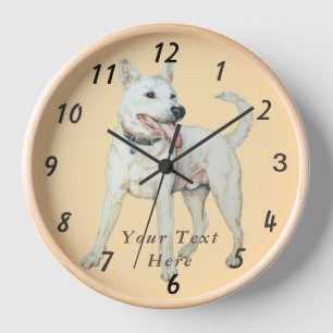 Originalbild des Panting White American Bulldog Uhr