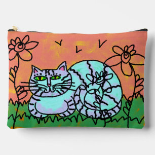 Originale abstrakte Katzenkunst Zubehörtasche