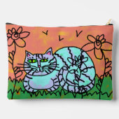 Originale abstrakte Katzenkunst Zubehörtasche (Rückseite)