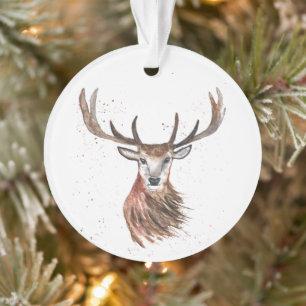 Originale Aquarell-Hirsch-Rehwild-Waldtiere Ornament