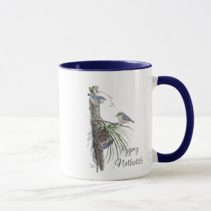 Originale Aquarell Süße Zwergkleiber Vögel Tasse