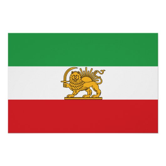 Originale historische Flagge des iranischen Löwen  Poster (Vorderseite)