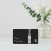 Originale in Luxus Schwarz und Silber Dekorative J Visitenkarte (Stehend Vorderseite)