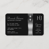 Originale in Luxus Schwarz und Silber Dekorative J Visitenkarte (Rückseite)
