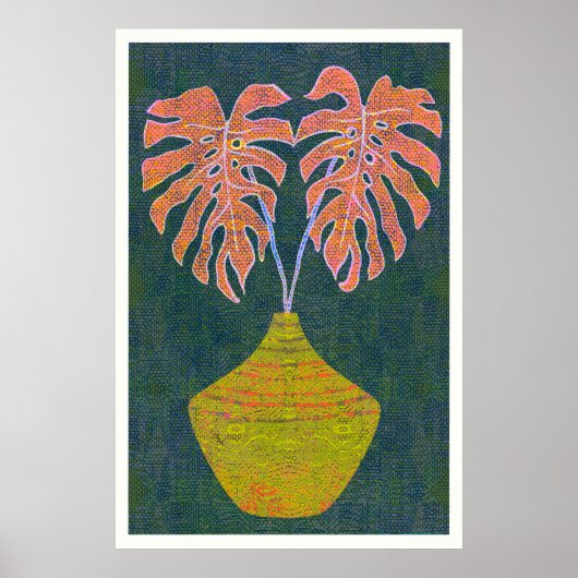 Originale Kunstwerk Monstera-Blatt Poster (Vorne)