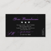 Originale Lila Glitzer Stars in Luxus Black Pink Visitenkarte (Rückseite)